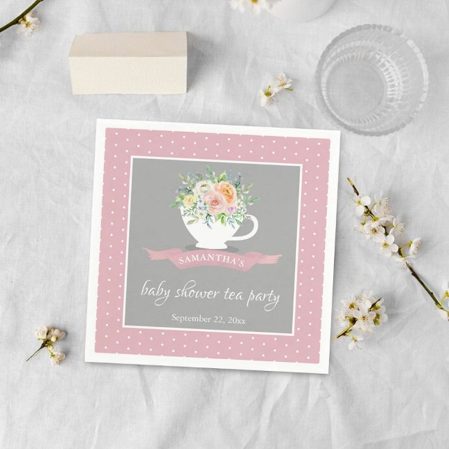 Elegant Floral Teacup Baby Shower Tea Party Napkins (Creator Uploaded)