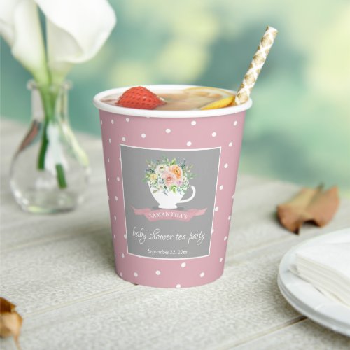 Elegant Floral Teacup Baby Shower Tea Party Paper Cups