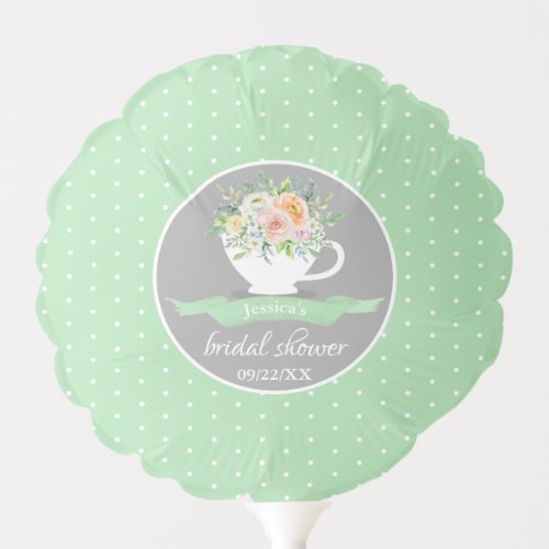 Elegant Floral Teacup Bridal Shower Tea Party Balloon