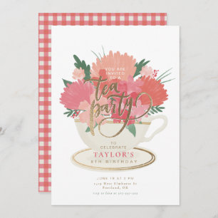 Elegant Floral Teacup Tea Party Invitation