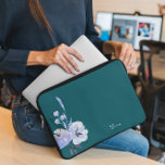 Elegant Floral Teal Abstract  Laptop Sleeve<br><div class="desc">Elegant Floral Teal Abstract laptop sleeve. Protect your laptop with this teal and beige sand abstract pattern laptop sleeve. Easily personalize it with your own name ( or any other name) by click on "PERSONALIZE THIS TEMPLATE" button. This laptop sleeve is for those who want to protect the laptop with...</div>