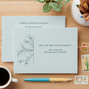 Elegant Floral Teal Wedding Envelope