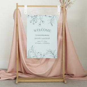Elegant Floral Teal Welcome Wedding Poster