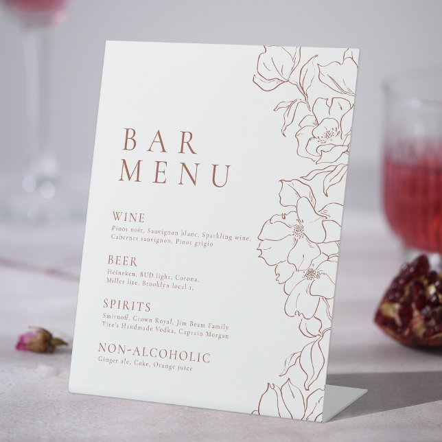 Elegant floral terracotta Bar Menu Pedestal Pedestal Sign (Elegant floral terracotta Bar Menu Pedestal Pedestal Sign)