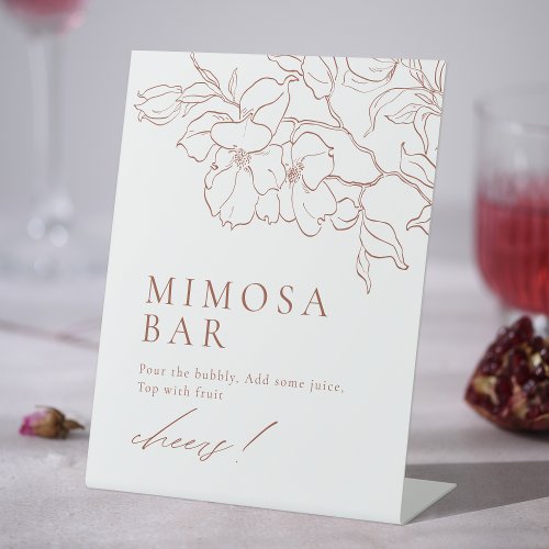 Elegant Floral Terracotta Bridal Shower Mimosa Bar Pedestal Sign