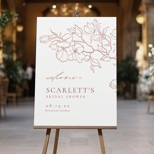 Elegant floral terracotta bridal shower Sign