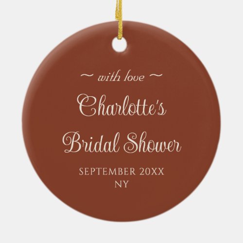 Elegant Floral Terracotta Bridal Shower Thank You Ceramic Ornament