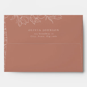 Elegant floral terracotta Return Address Wedding Envelope