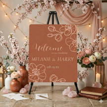Elegant floral terracotta Simple Wedding Welcome 