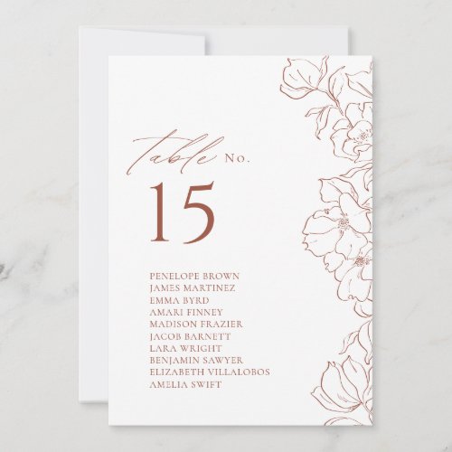  Elegant floral terracotta table seating chart Invitation