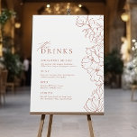 Elegant floral terracotta Wedding bar drink Foam Board<br><div class="desc">Elegant delicate hand drawn flower illustration and modern script typography details, in terra cotta and white color, simple and romantic. Great the drink open bar menu for modern rustic wedding, country garden wedding, and simple boho wedding in fall and winter. Fully customizable with any colors to match your wedding theme....</div>