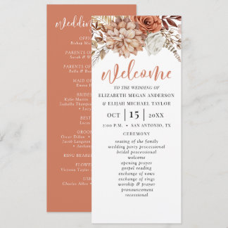 Elegant Floral Terracotta Wedding Program