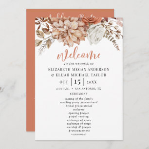 Elegant Floral Terracotta Wedding Program