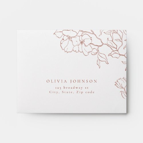 Elegant floral terracotta wedding RSVP  Envelope