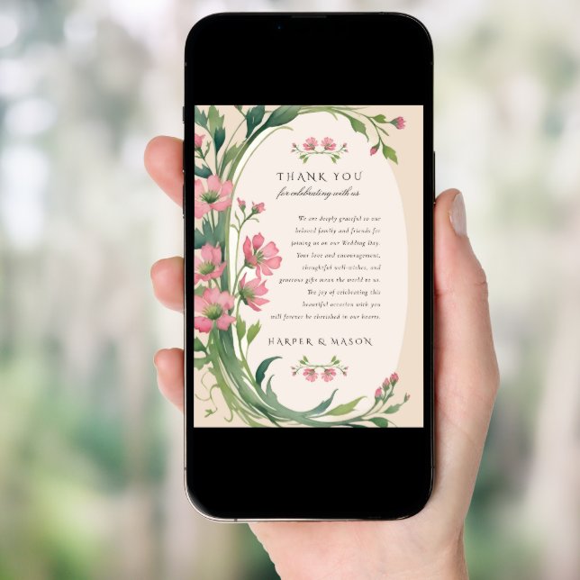 Elegant Floral Thank You Card (Front Digital)