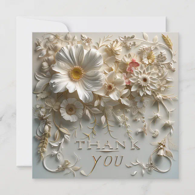 Elegant floral thank you card | Zazzle