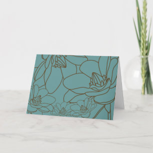 Elegant Floral Thank You Card - Blue and Brown