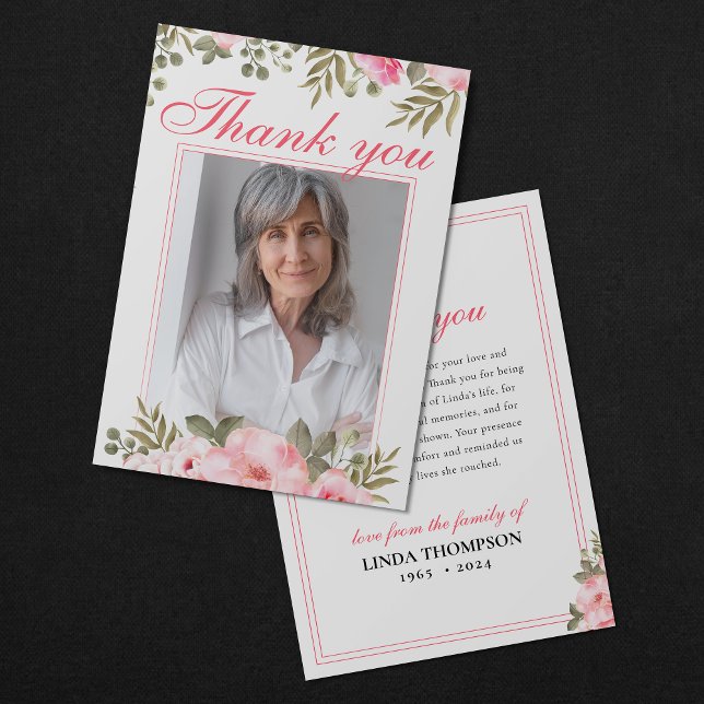 Elegant Floral Thank You Card for Memorial Service (Creator Uploaded)