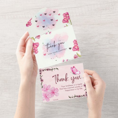 Elegant Floral Thank You Card  Minimalist Quote 