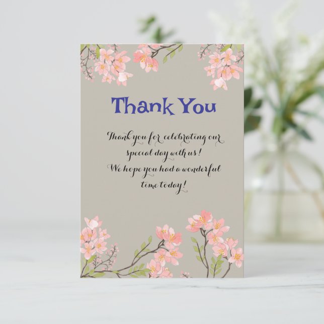 Elegant Floral Thank You Card with Personalized  (Standing Front)