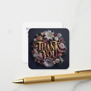 Elegant Floral “Thank You” Gold Lettering Design Enclosure Card