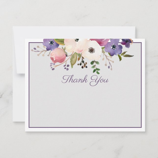 Elegant Floral Thank You Note Card (Front)