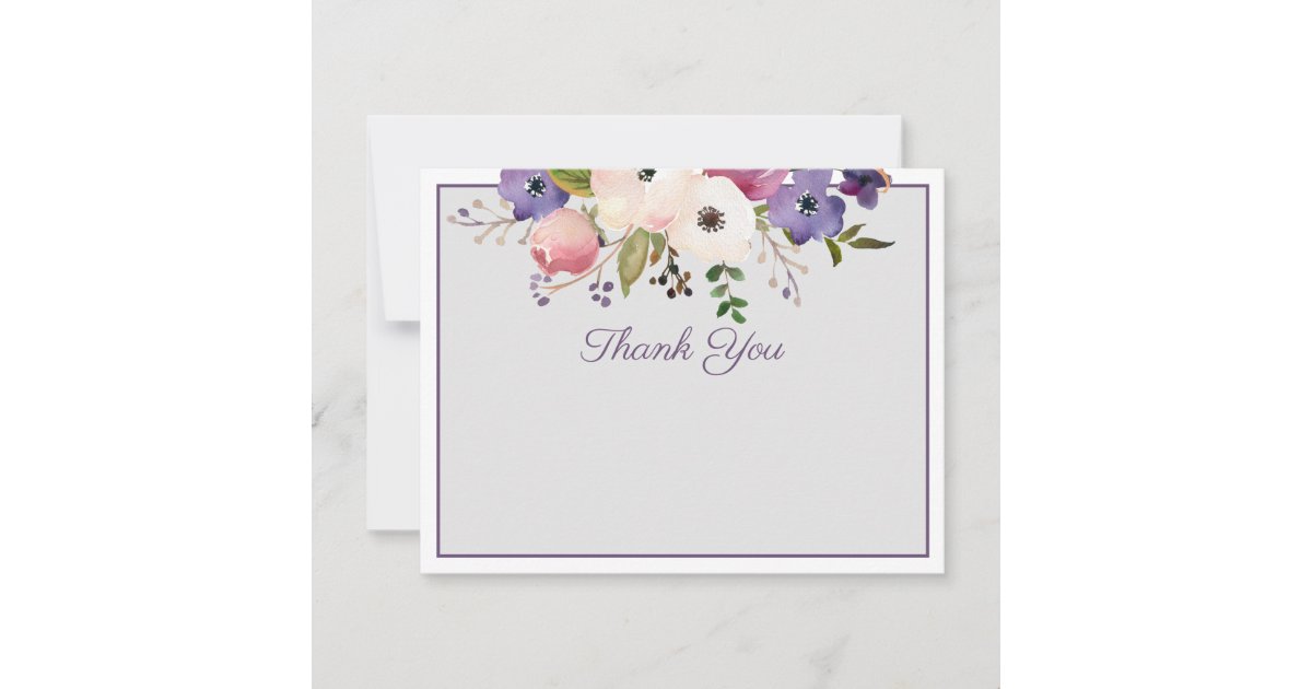 Elegant Floral Thank You Note Card | Zazzle