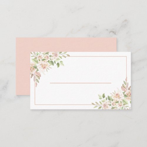 Elegant Floral Thank You Pink Rose Wedding   Place Card