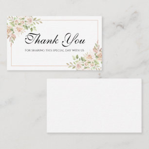 Elegant Floral Thank You Pink Rose Wedding Place Place Card
