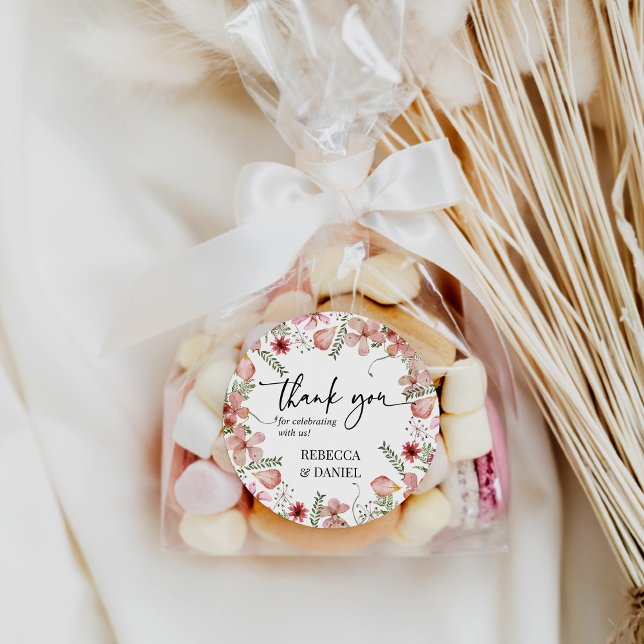 Elegant Floral Thank You Wedding Favor Sticker (Creator Uploaded)