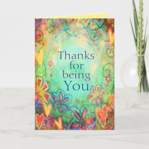 Elegant Floral Thanks for Being You Simple Thank You Card