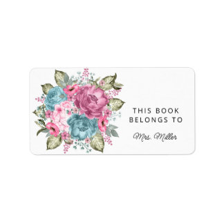Elegant Floral This Book Belongs To Book Label