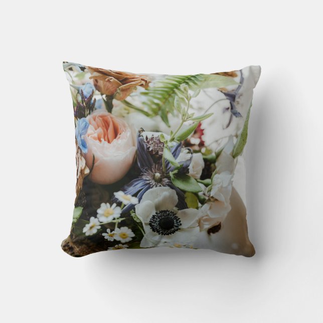 Elegant Floral Throw Pillow (Front)