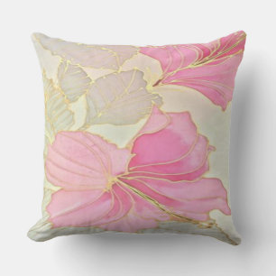  Elegant Floral Throw Pillow in Pink, Gray, and Go