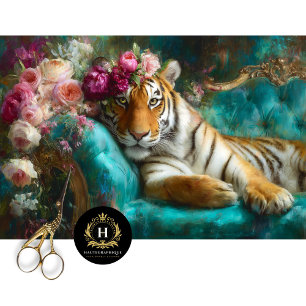 Elegant Floral Tiger Decoupage Tissue Paper