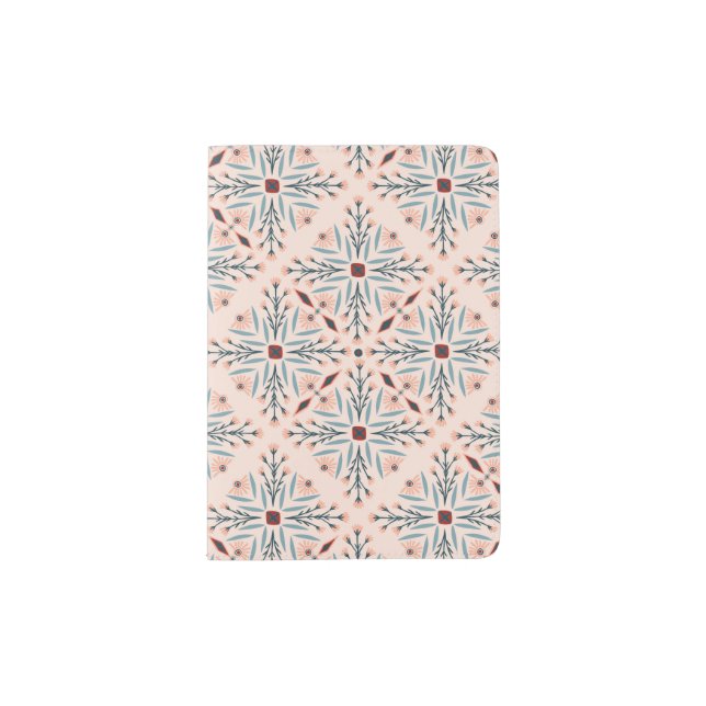 Elegant Floral Tile Geometric Pink Blue Cute  Passport Holder (Front)