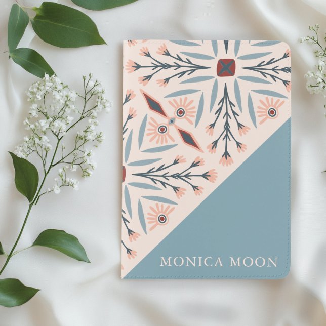 Elegant Floral Tile Geometric Pink CUSTOM NAME  Passport Holder (Elegant Floral Tile Geometric Pink CUSTOM NAME Passport Holder
)