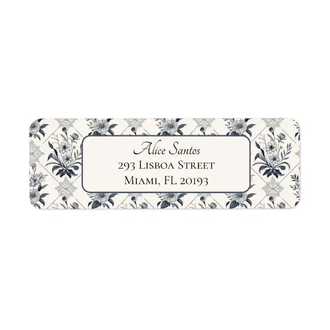 Tiling Pattern Labels Elegant Floral Tile Pattern Chic Return Address Label | Zazzle