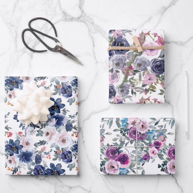 elegant floral tiled pattern  wrapping paper sheets (Front)