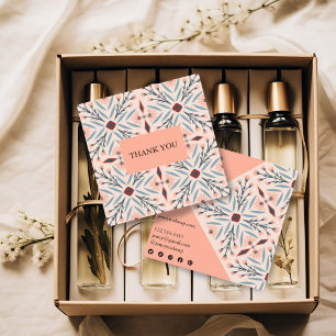 Elegant Floral Tiles Geometric Order Thank You Square Business Card