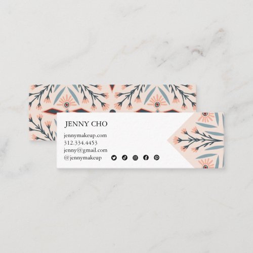 Elegant Floral Tiles Geometric Pink Beauty Mini Business Card