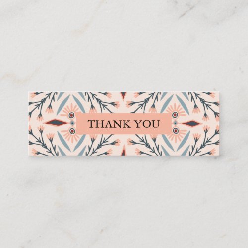 Elegant Floral Tiles Geometric Pink Thank You  Mini Business Card
