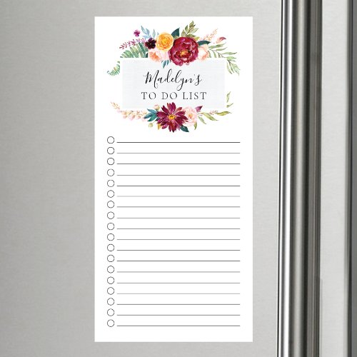 Elegant Floral To Do List Magnetic Notepad
