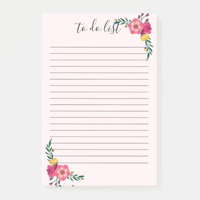 Elegant Floral To Do List Post-It Note (Front)