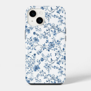 Elegant Floral Toile Blue and White Vintage Style iPhone 14 Case