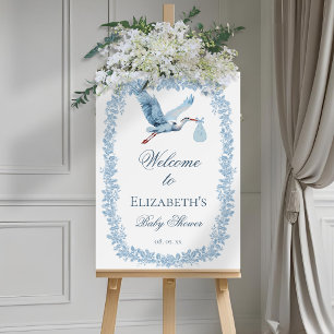 Elegant Floral Toile Frame Blue Stork Baby Shower Foam Board