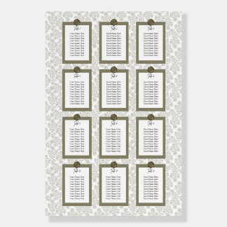 Elegant Floral Toile Seating Chart Foam Board