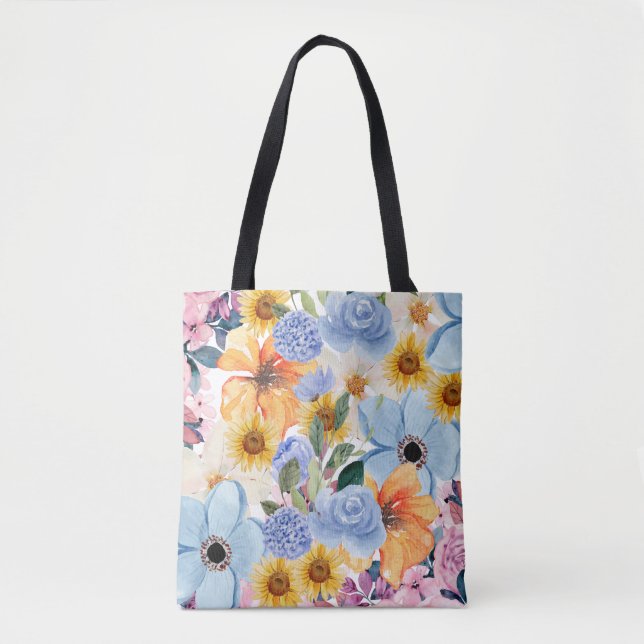 Elegant Floral Tote Bag – Zahra_Design Signature  (Front)