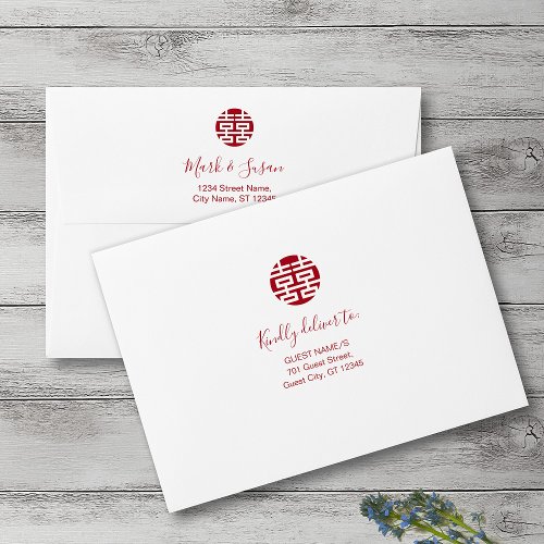 Elegant Floral Tradition Chinese Wedding Invite Envelope