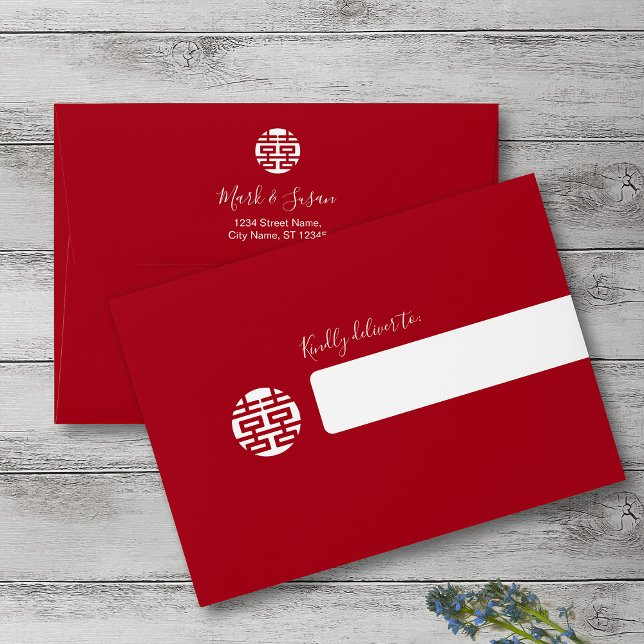 Elegant Floral Tradition Chinese Wedding Invite Envelope (Creator Uploaded)